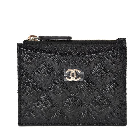 chanel card holder with zipper|chanel irish caviar card holder.